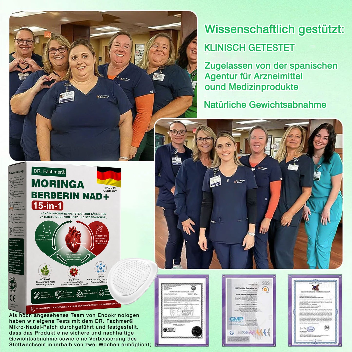 🇩🇪Offizieller Shop | 🏆 DR.Fachmer® Moringa Berberinex NAD+ 10-in-1 Nano-Mikronadel-Patch (Nur einmal täglich, sichtbare Veränderungen in 7 Tagen) ✅ Für Übergewicht, lockere Haut, Diabetes, Schlafapnoe, Gelenkprobleme und mehr