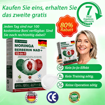 🇩🇪Offizieller Shop | 🏆 DR.Fachmer® Moringa Berberinex NAD+ 10-in-1 Nano-Mikronadel-Patch (Nur einmal täglich, sichtbare Veränderungen in 7 Tagen) ✅ Für Übergewicht, lockere Haut, Diabetes, Schlafapnoe, Gelenkprobleme und mehr