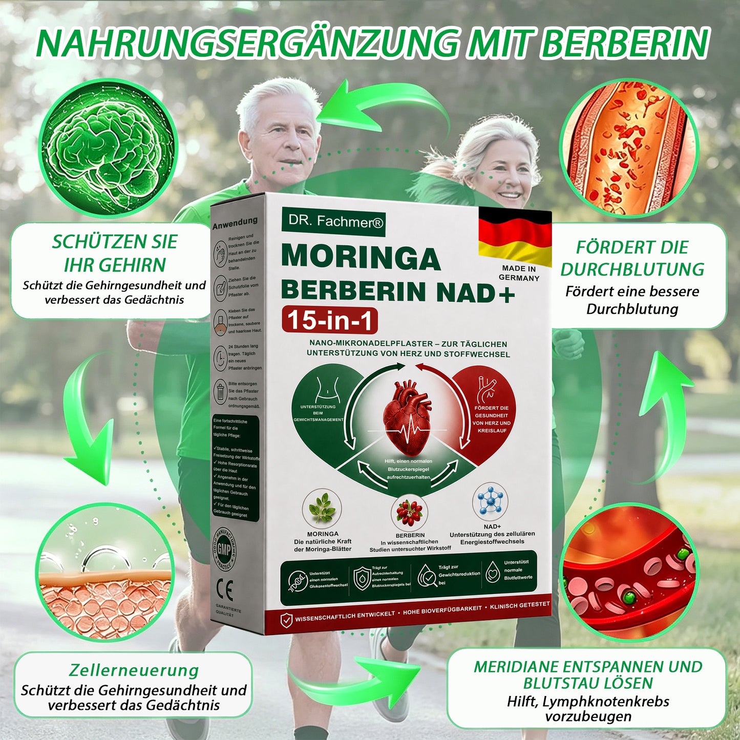 🇩🇪Offizieller Shop | 🏆 DR.Fachmer® Moringa Berberinex NAD+ 10-in-1 Nano-Mikronadel-Patch (Nur einmal täglich, sichtbare Veränderungen in 7 Tagen) ✅ Für Übergewicht, lockere Haut, Diabetes, Schlafapnoe, Gelenkprobleme und mehr