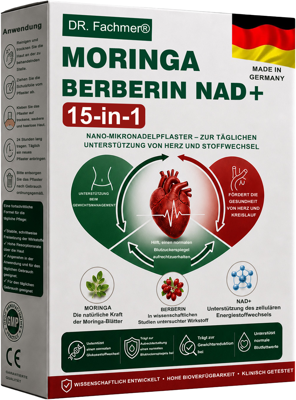 🇩🇪Offizieller Shop | 🏆 DR.Fachmer® Moringa Berberinex NAD+ 10-in-1 Nano-Mikronadel-Patch (Nur einmal täglich, sichtbare Veränderungen in 7 Tagen) ✅ Für Übergewicht, lockere Haut, Diabetes, Schlafapnoe, Gelenkprobleme und mehr