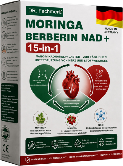 🇩🇪Offizieller Shop | 🏆 DR.Fachmer® Moringa Berberinex NAD+ 10-in-1 Nano-Mikronadel-Patch (Nur einmal täglich, sichtbare Veränderungen in 7 Tagen) ✅ Für Übergewicht, lockere Haut, Diabetes, Schlafapnoe, Gelenkprobleme und mehr
