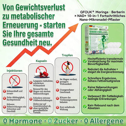 🇩🇪Offizieller Shop | 😉 GFOUK® Moringa Berberinex NAD+ 10-in-1 Nano-Mikronadel-Patch (Nur einmal täglich, sichtbare Veränderungen in 7 Tagen) ✅ Für Übergewicht, lockere Haut, Diabetes, Schlafapnoe, Gelenkprobleme und mehr
