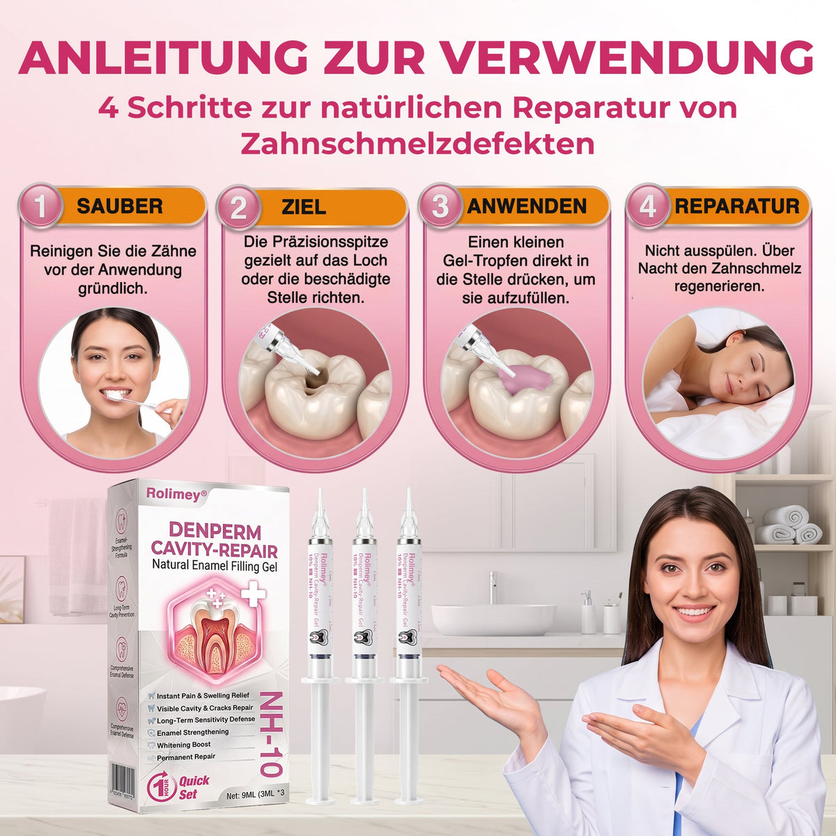 🤍 Rolimey® DenPerm – Natürliches Zahnschmelz-Füllgel zur Kariessanierung